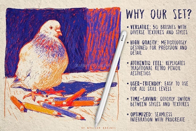 Procreate复古治愈感彩铅笔刷